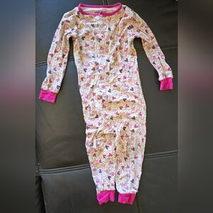 Girls Pink Heart-Print Long Sleeve Pajama Onesie Magnetic Closure